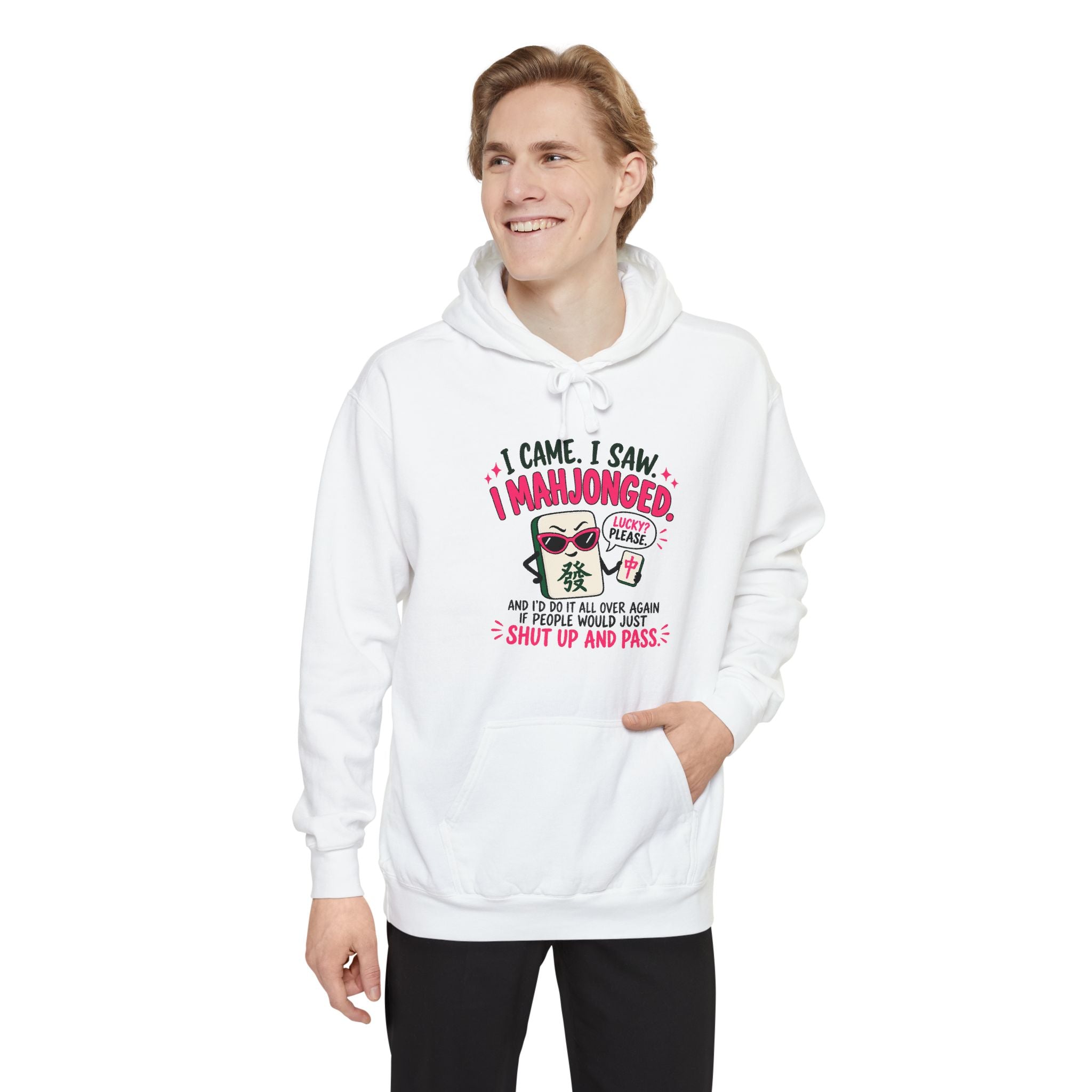 Mahjong Hoodie — "I Came. I Saw. I Mahjonged." Casual Game Night Pullover