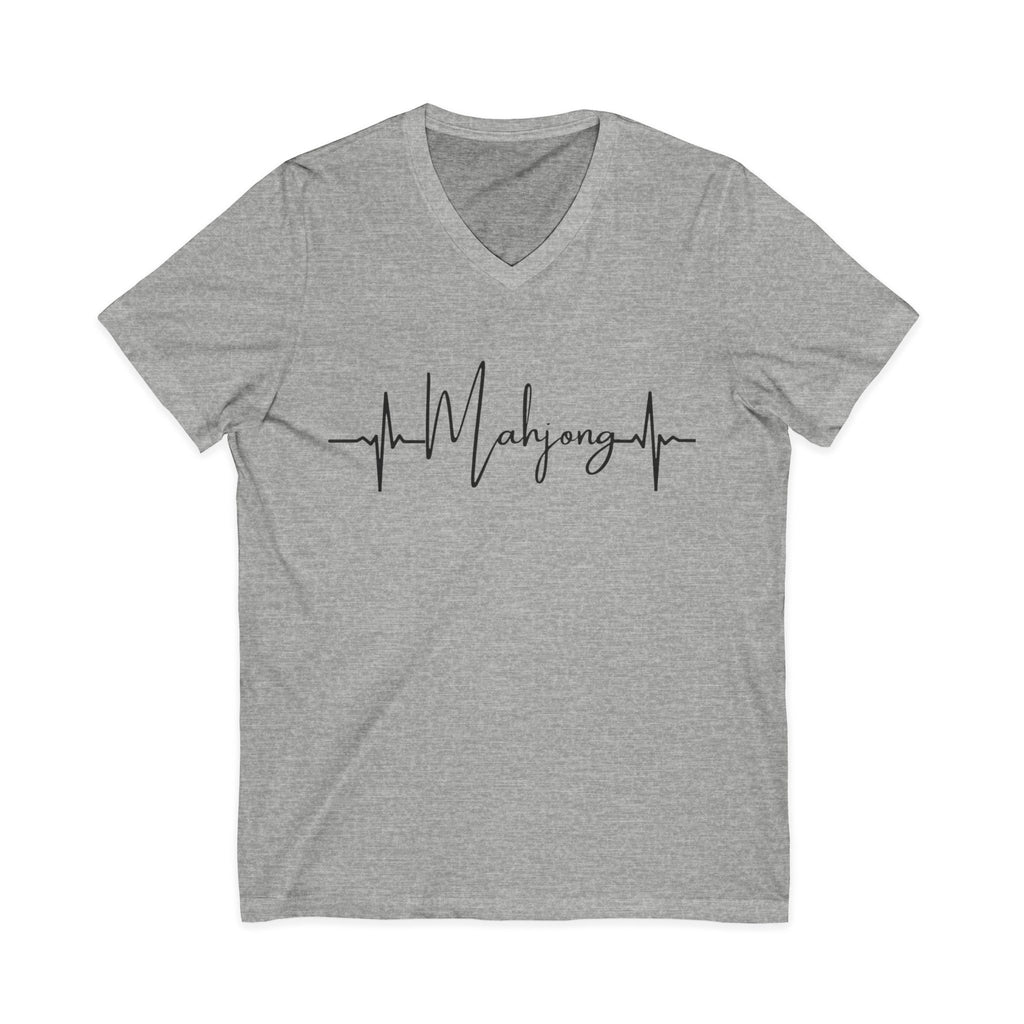 Mahjong Heartbeat V-Neck Tee — Mahjong Lover Card Game Shirt