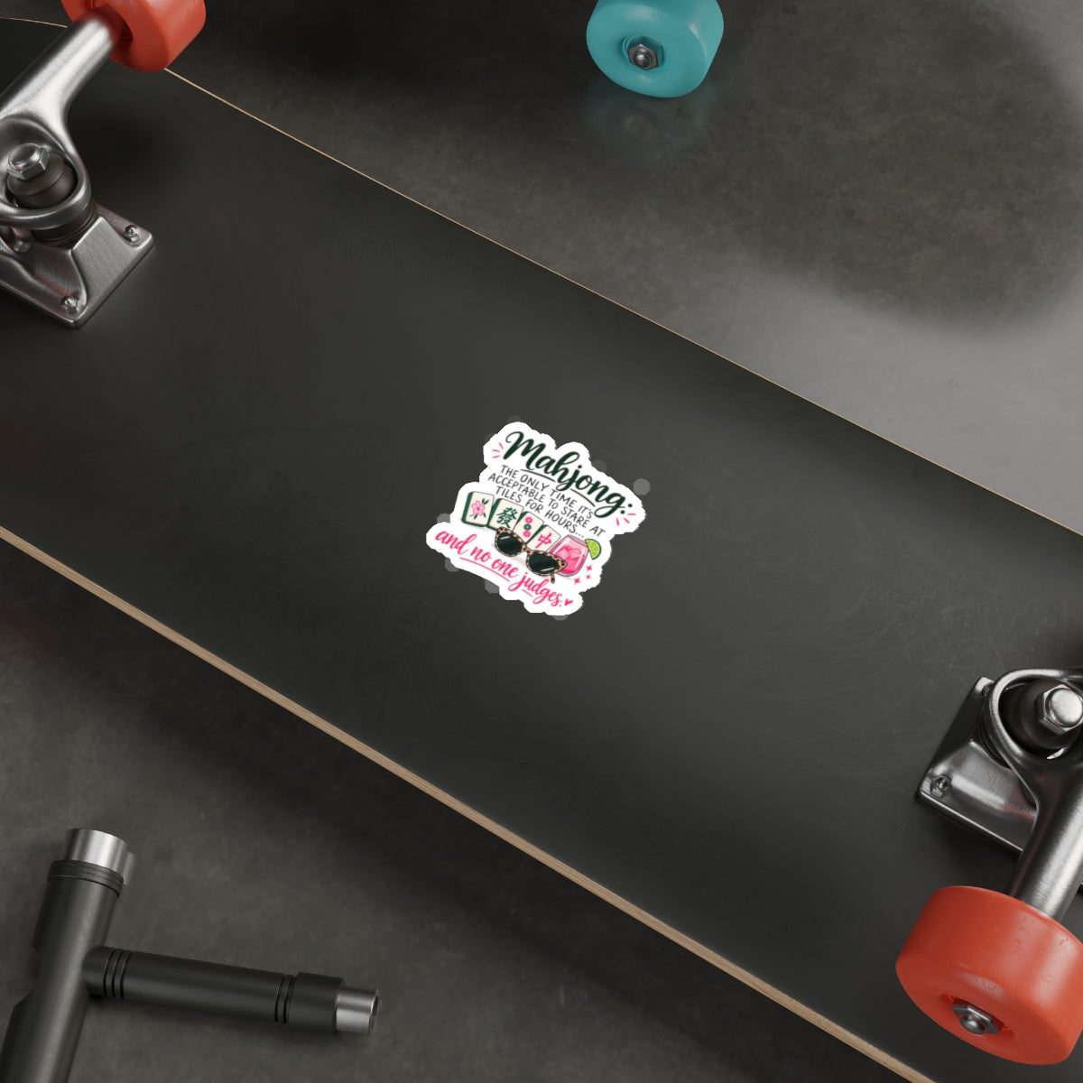 Mahjong Die-Cut Sticker — "Mahjong: The only time it's acceptable to stare at tiles for hours... and no one judges"