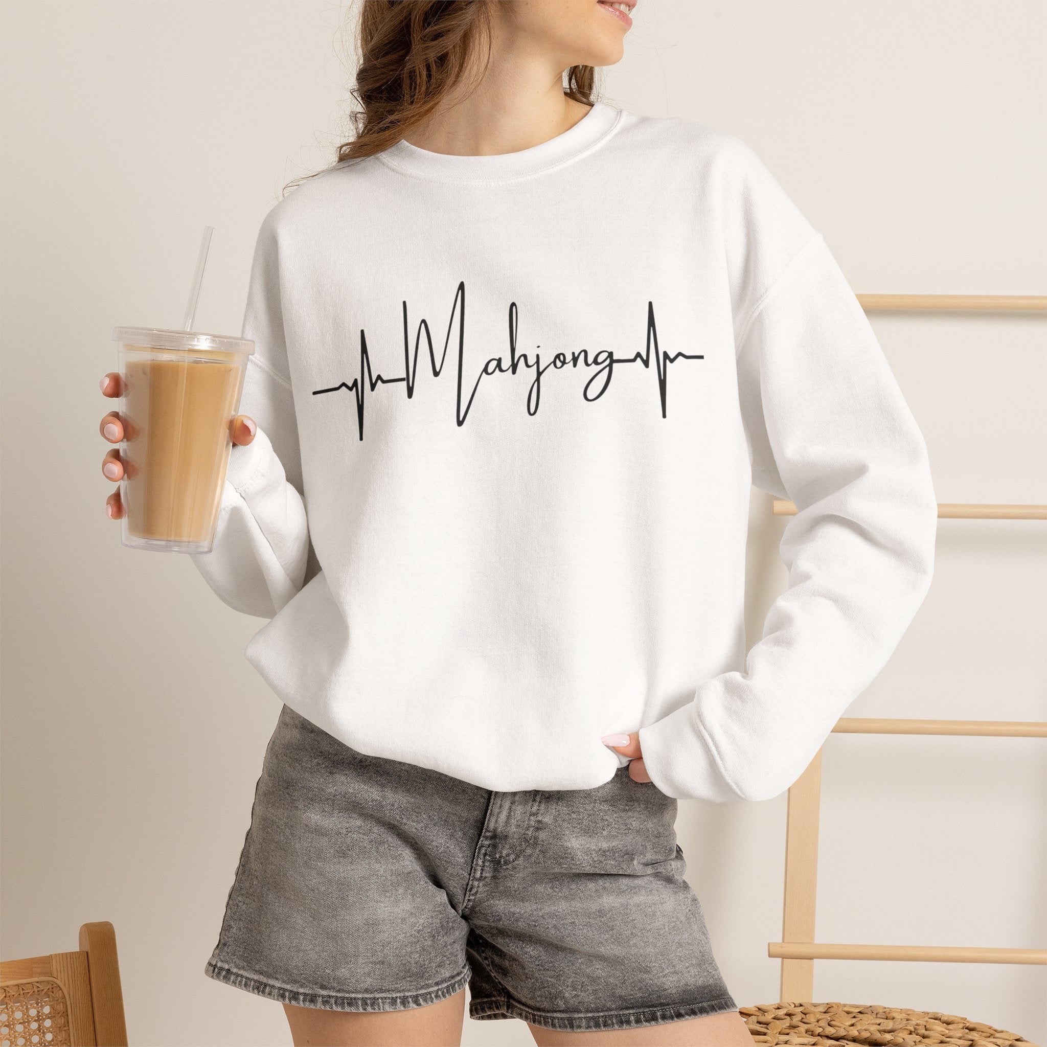 Mahjong Heartbeat Sweatshirt – Mahjong Lover Crewneck
