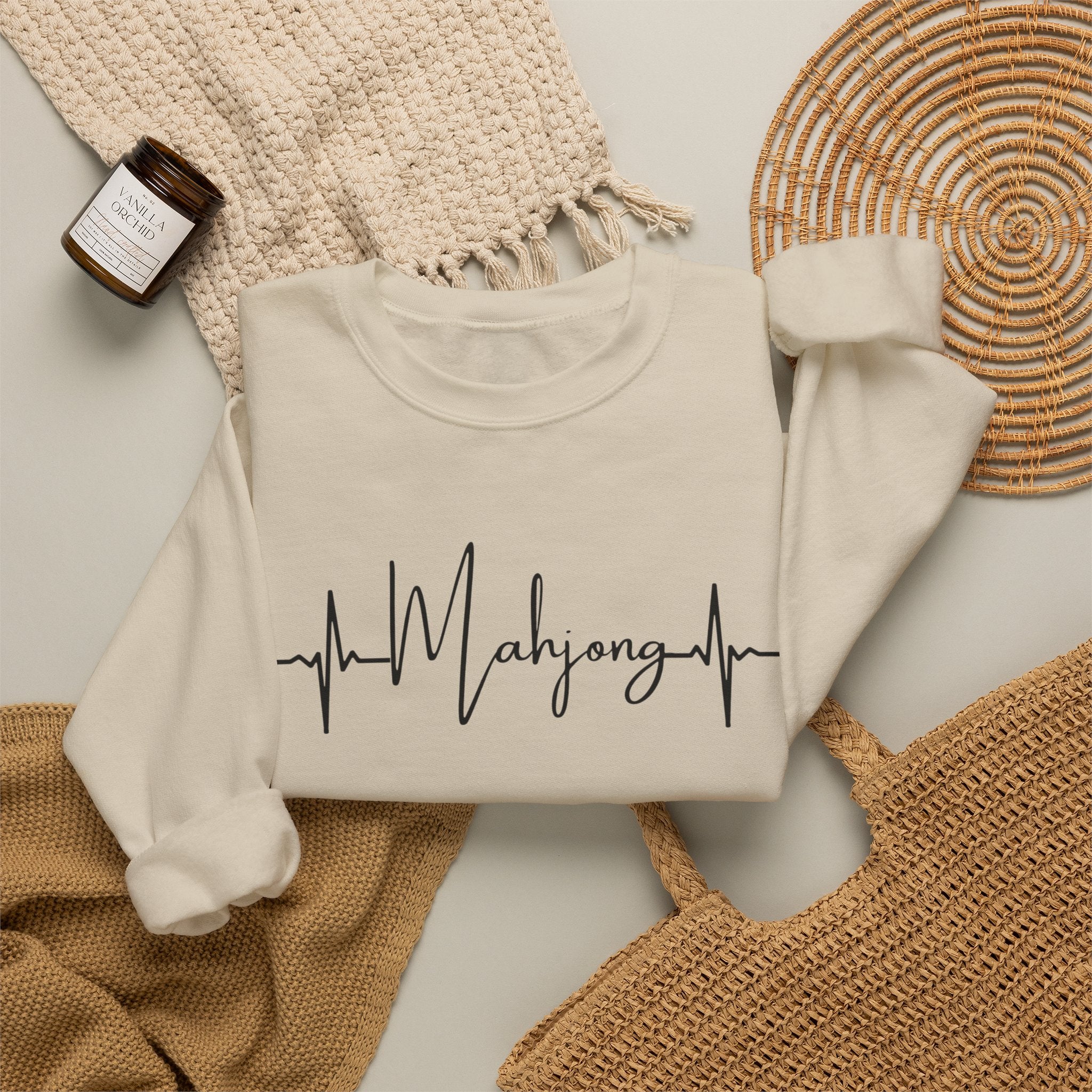 Mahjong Heartbeat Sweatshirt – Mahjong Lover Crewneck