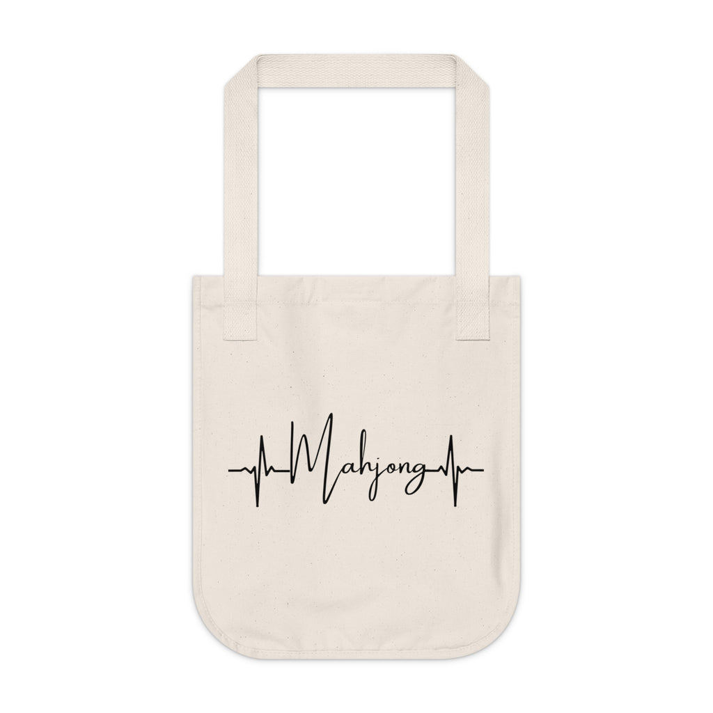 Mahjong Heartbeat Tote — Organic Canvas Market Bag for Mahjong Lovers