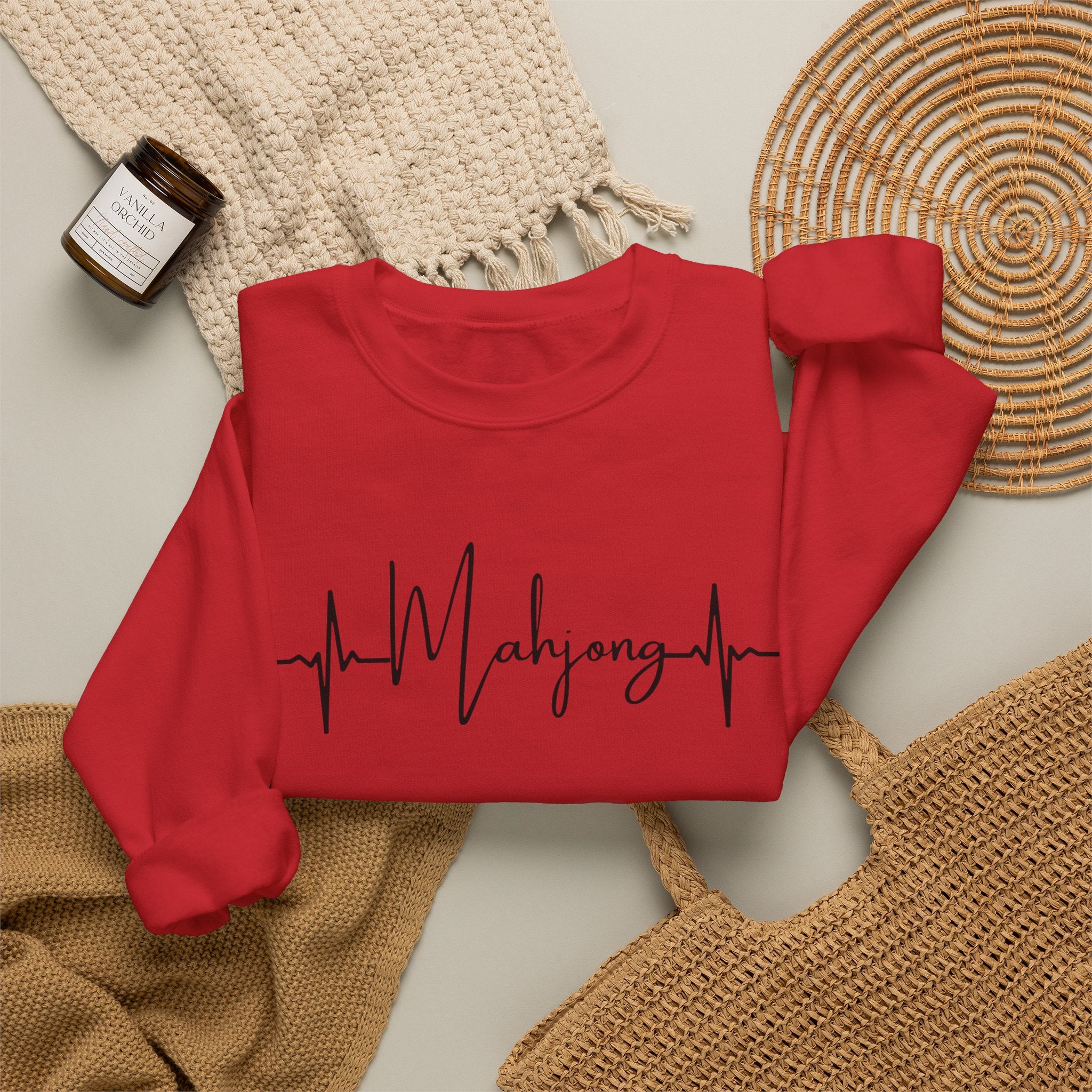 Mahjong Heartbeat Sweatshirt – Mahjong Lover Crewneck