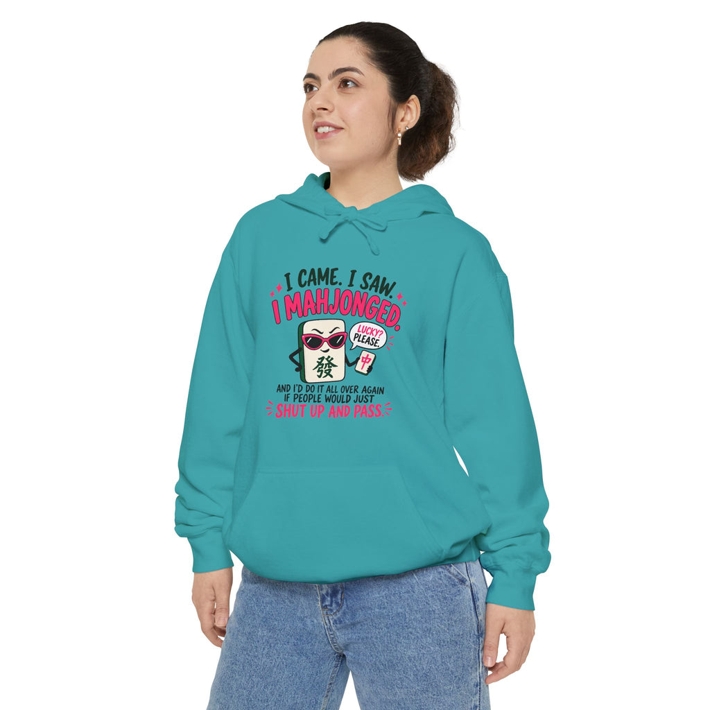 Mahjong Hoodie — "I Came. I Saw. I Mahjonged." Casual Game Night Pullover