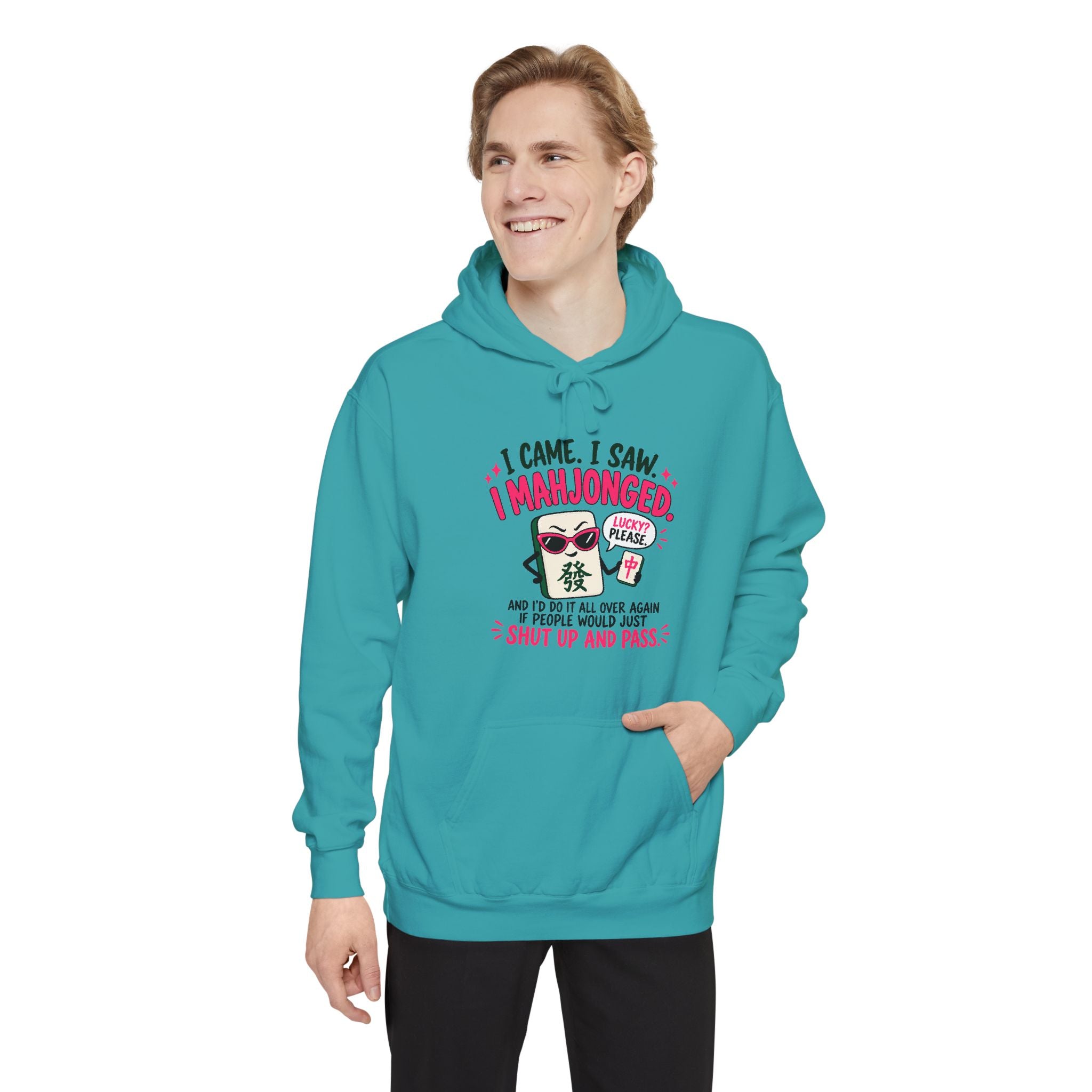 Mahjong Hoodie — "I Came. I Saw. I Mahjonged." Casual Game Night Pullover