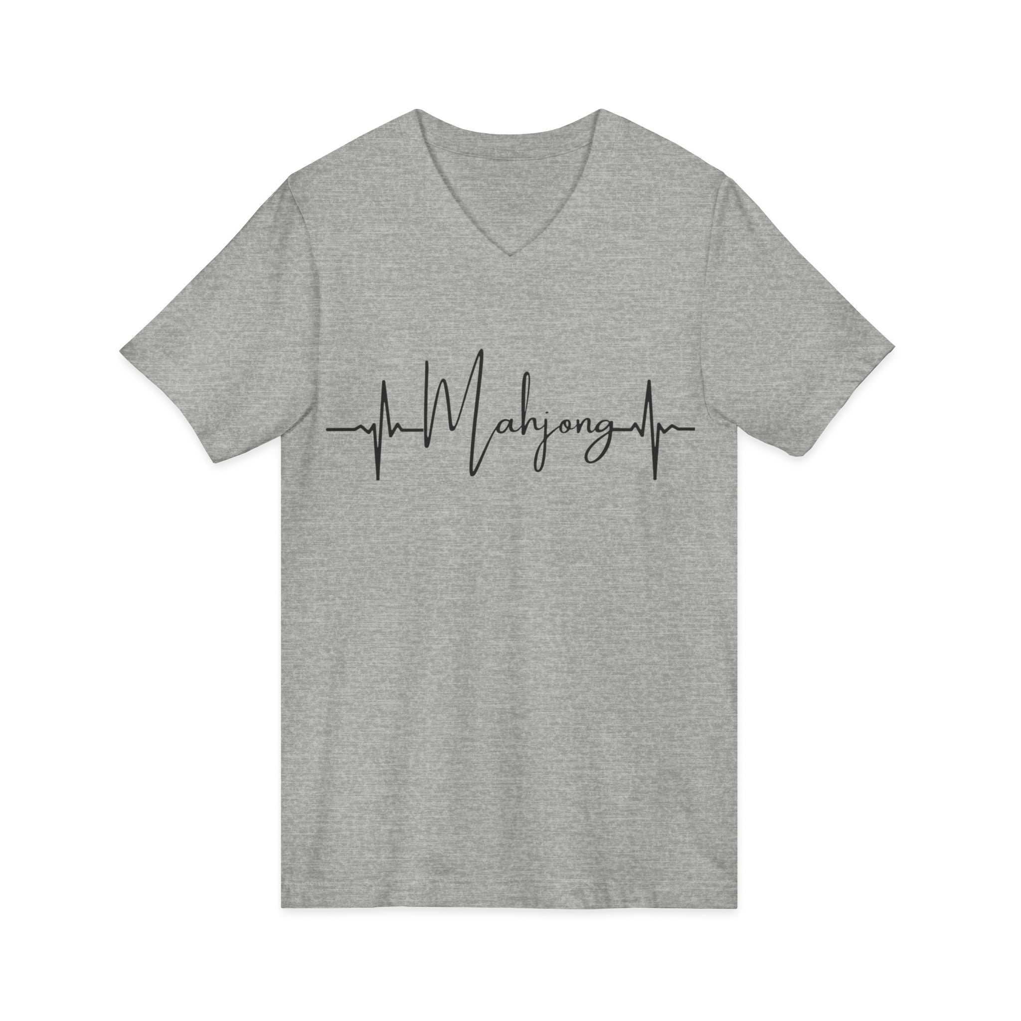 Mahjong Heartbeat V-Neck Tee — Mahjong Lover Card Game Shirt