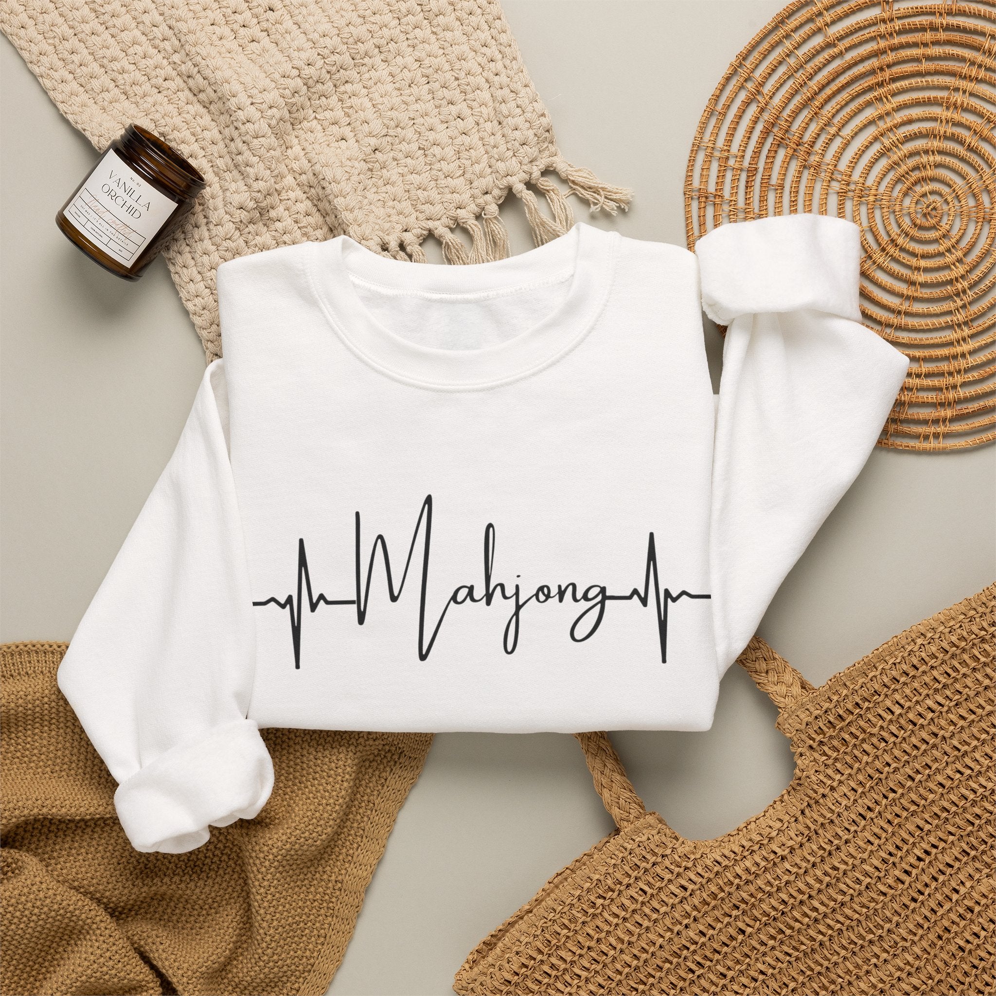 Mahjong Heartbeat Sweatshirt – Mahjong Lover Crewneck